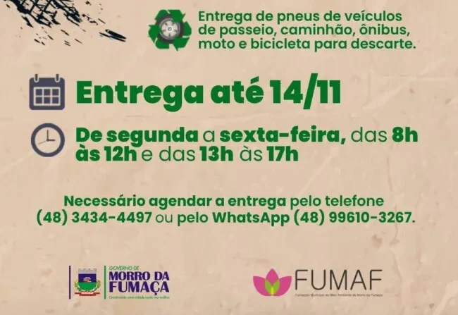 Morro da Fumaça realiza campanha de descarte de pneus