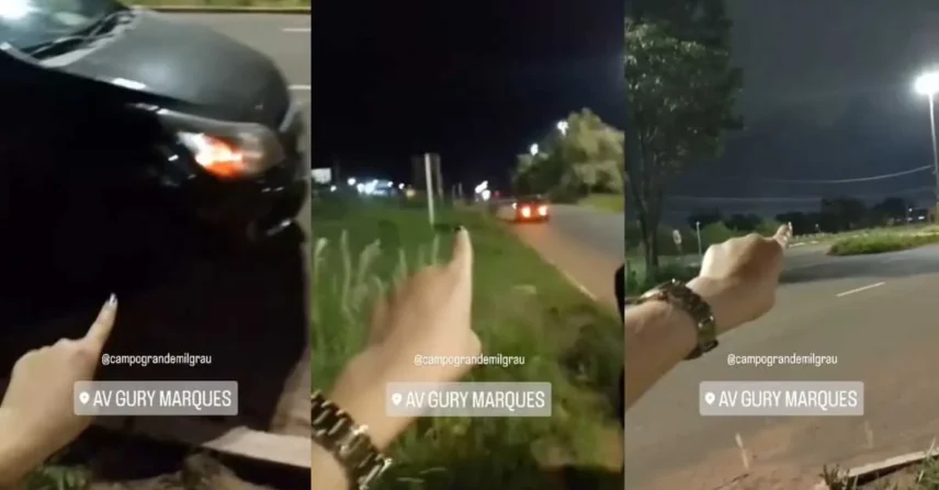 Carros com pneus furados por buracos na Av. Gury Marques