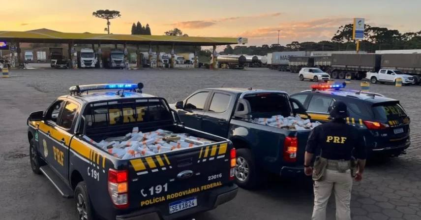 PRF encontra 900 quilos de maconha em pneus na BR-277