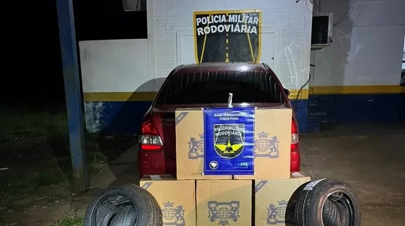 PMR captura pneus e cigarros contrabandeados na MS-164