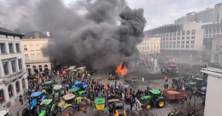 Protesto em Bruxelas contra acordo UE-Mercosul termina em conflito