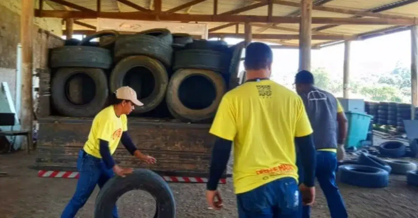 Mutirão do dia D coleta 231 pneus no combate ao Aedes